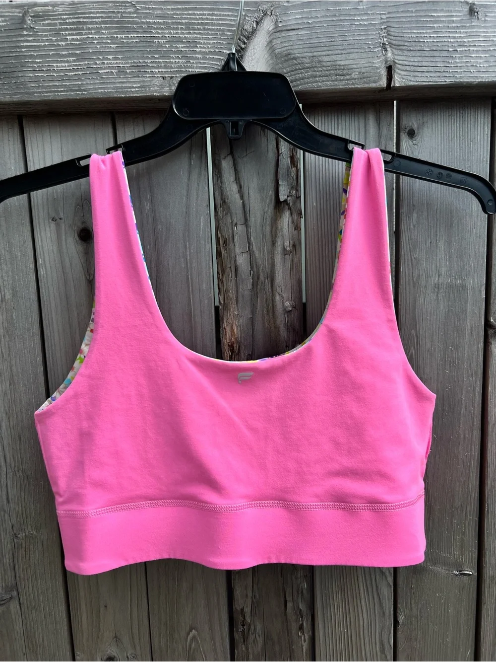 Fabletics Harlyn Reversible Midi Medium Impact Sports Bra in “Patchwork Daisy” - Picture 4 of 4
